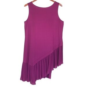 H by Halston Asymmetrical Pleated Hem Sleeveless Dress Wine Purple M